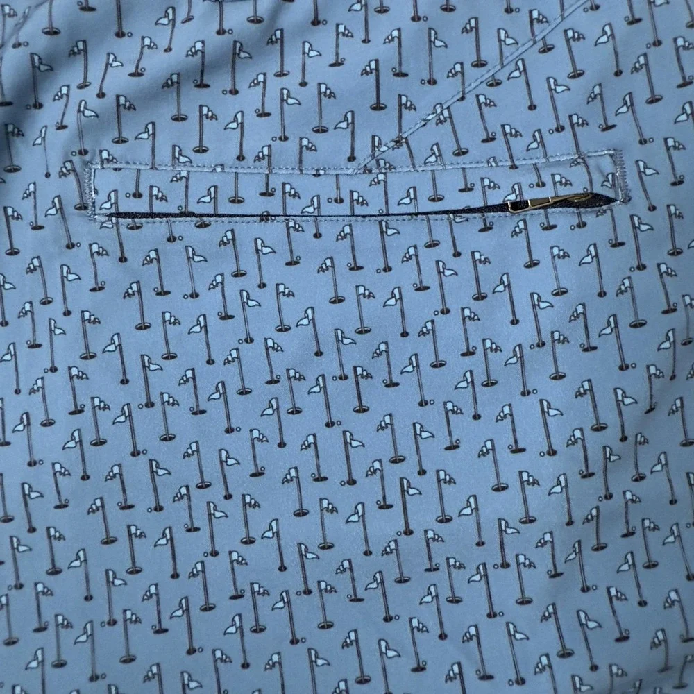Westport Lifestyle Shorts Mens 42 Blue Golf Flag Print Chino Flat Front